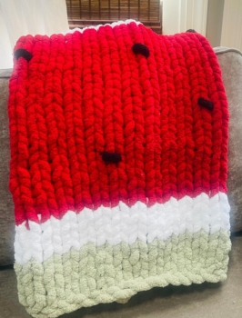 Cozy Chunky Knit Watermelon Blanket  No Experience Needed